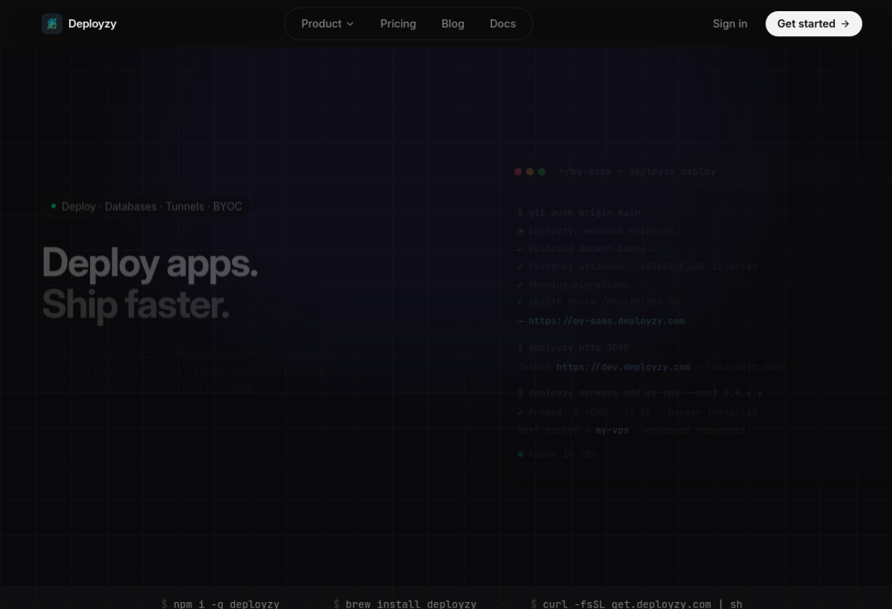 Deployzy product interface